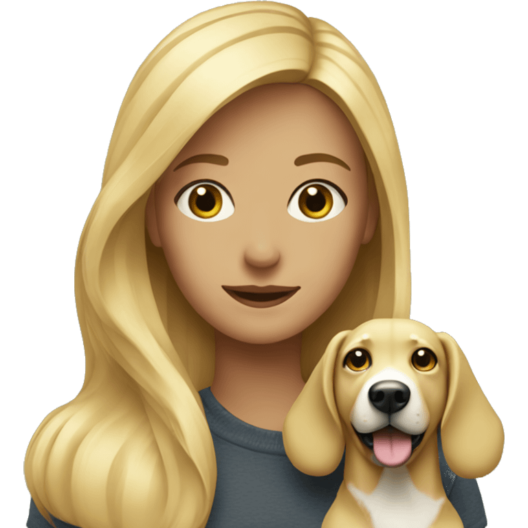 blonde girl with dog outdoors emoji