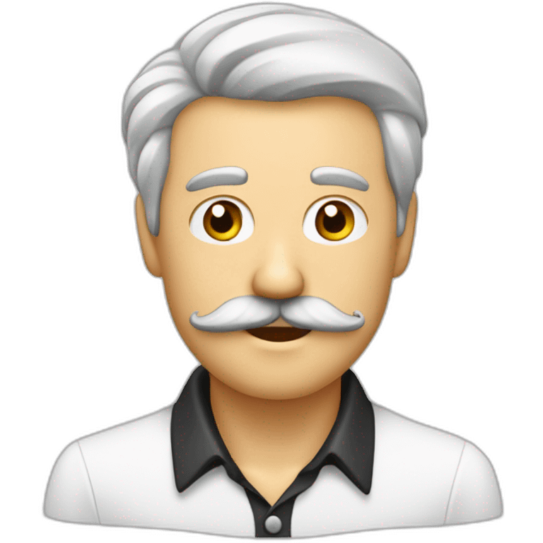 Homme blanc cheveux noirs plaqué sur le côté moustache carré en chemise emoji