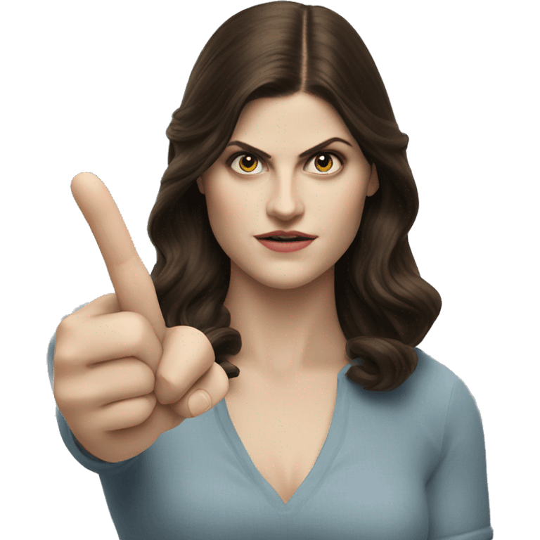 alexandra daddario showing pointing finger and pointing me emoji