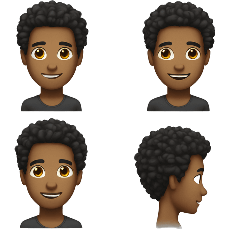 tan skin, black afro hair, brown eyes, male emoji