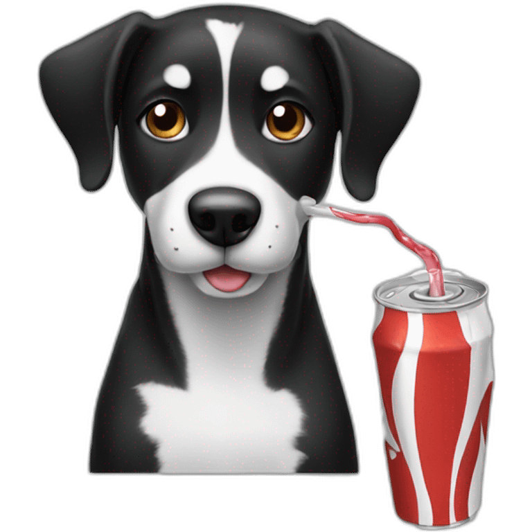 Black and white dog drinking soda emoji