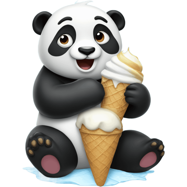 Panda eating ice cream emoji