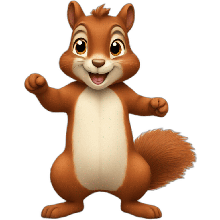 the squirrel stands with its paws open for hugs emoji