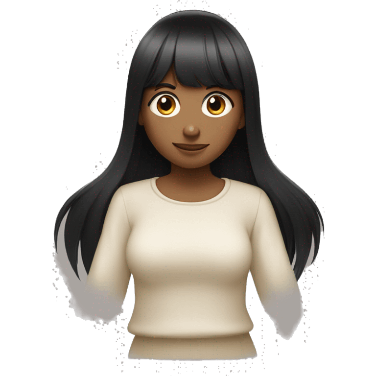 Straight long black hair girl with bangs and the other one too emoji