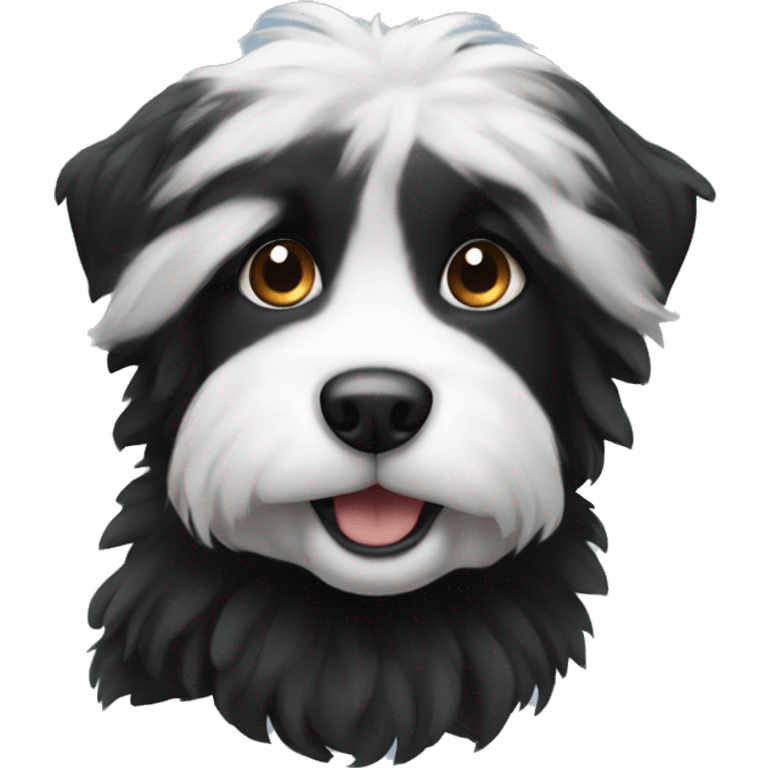 Black fluffy dog with a white strip emoji