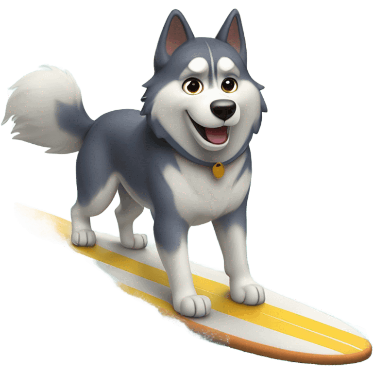 Husky on surfboard emoji