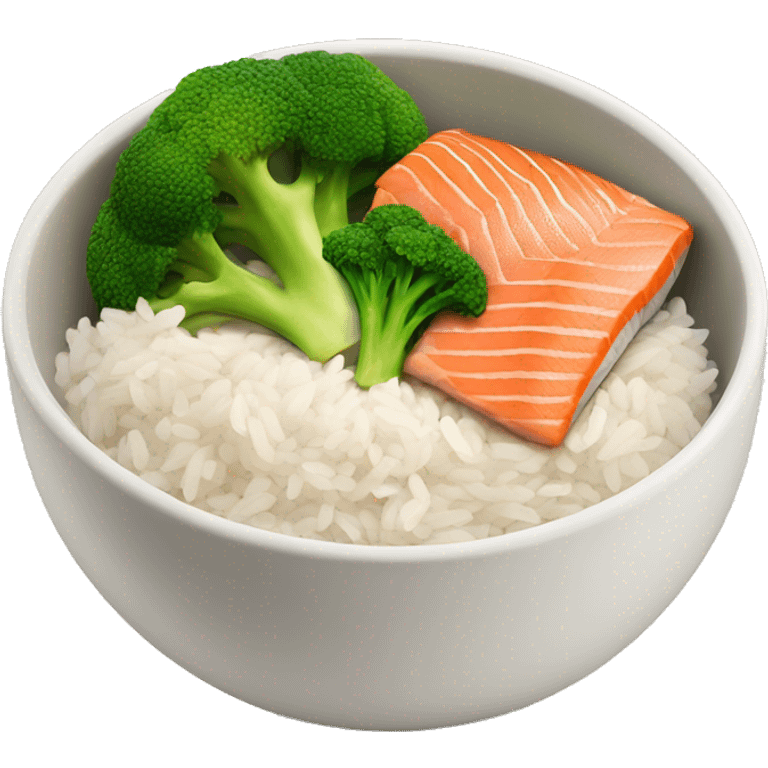 Bowl with rice, Salmon and broccoli  emoji