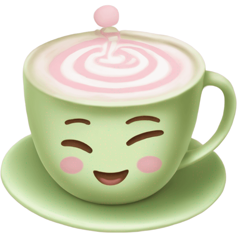 Coquette matcha latte with baby pink  emoji