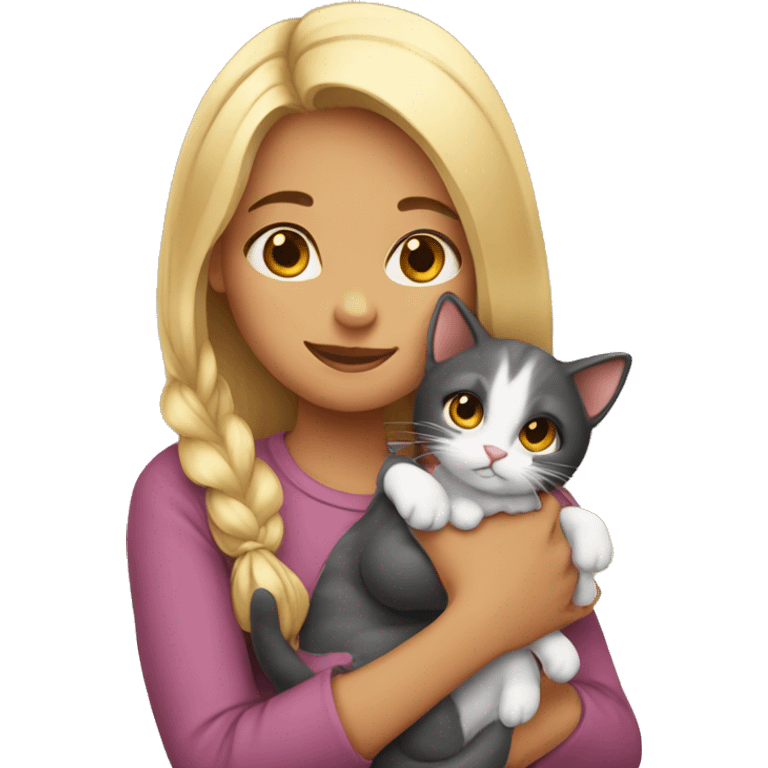 girl holding a kitty emoji