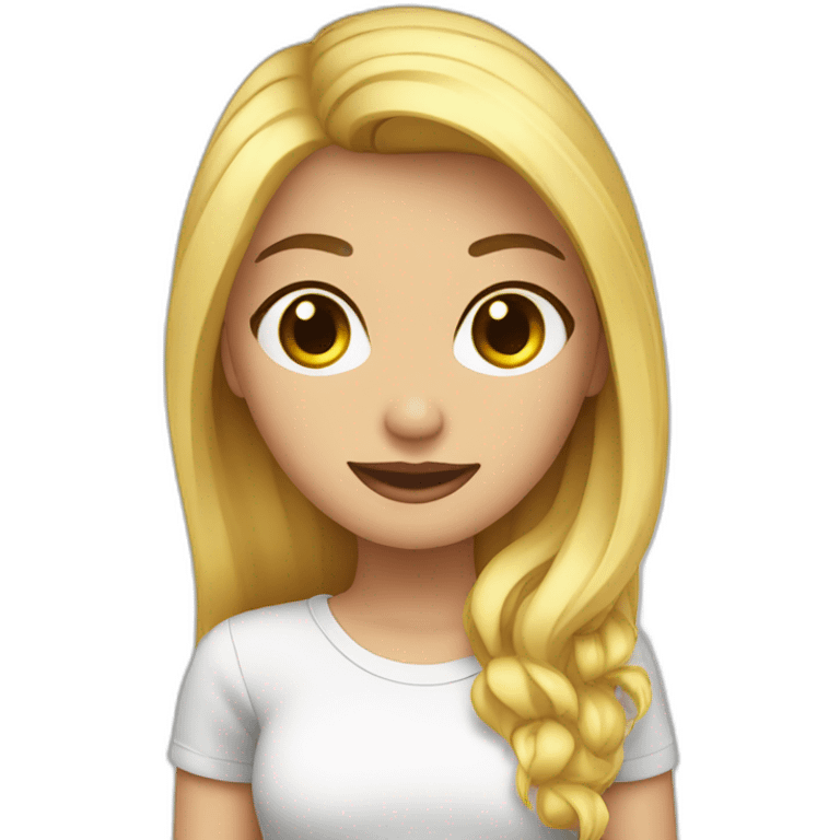 saludo de chica rubia y remera negra emoji