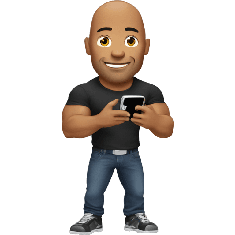 the rock holding an iphone emoji