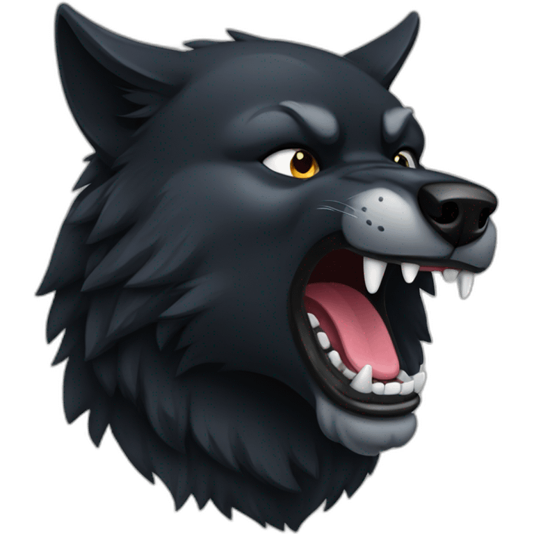 Black wolf growling  emoji