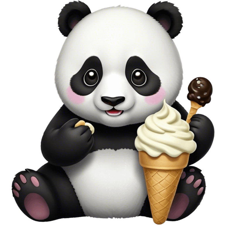 Panda eating ice cream emoji