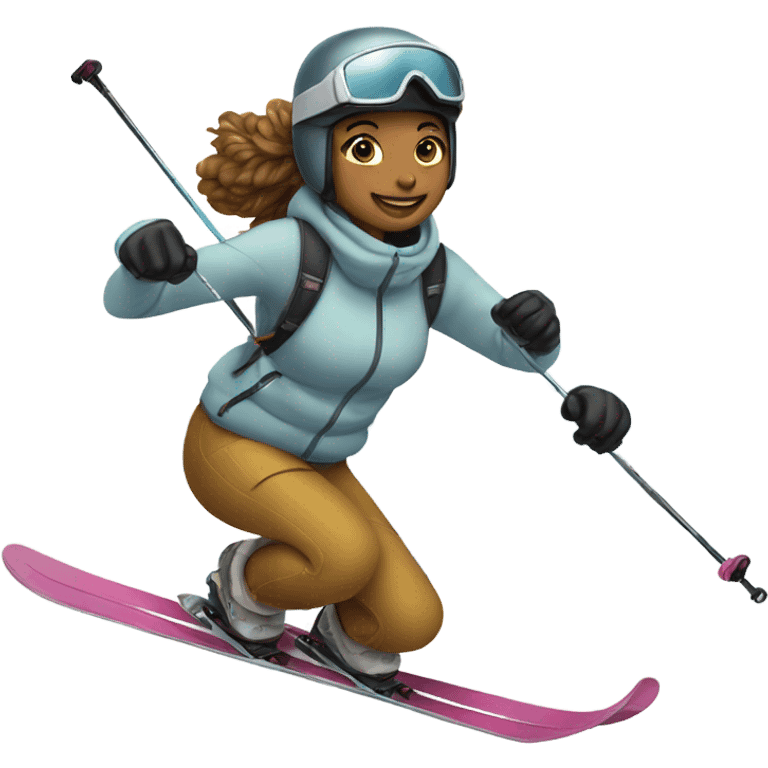 girl skiing with boba in hand emoji