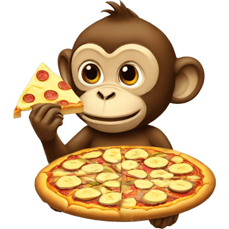 Monkey eating banana pizza  emoji