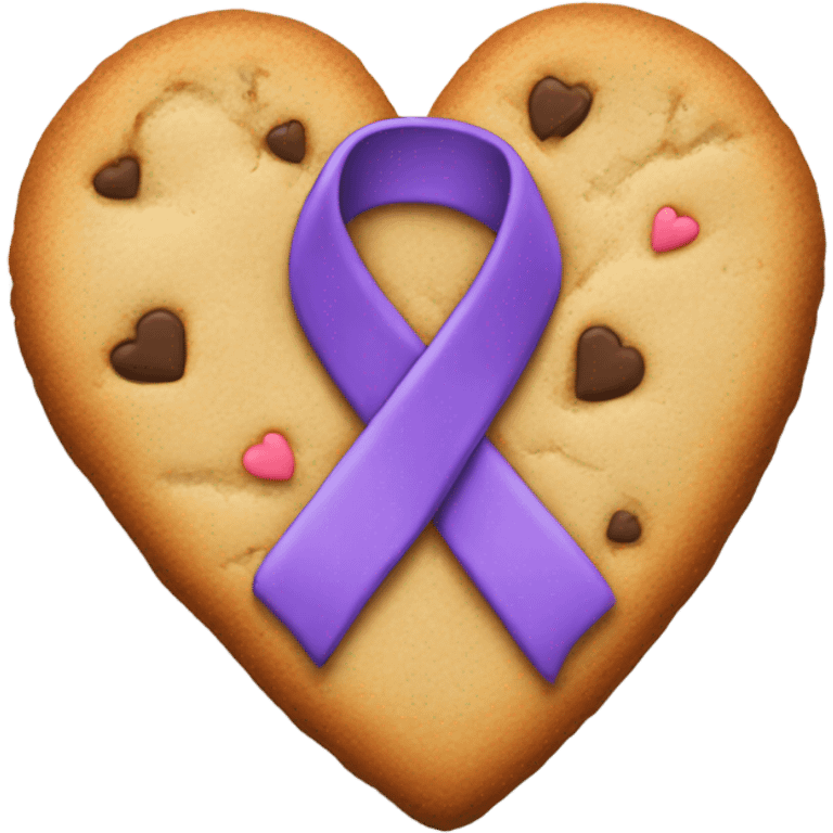 Suicide awareness ribbon, heart cookie emoji