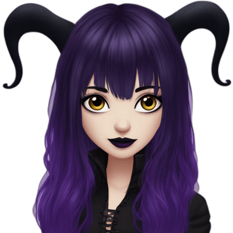 Elissabat -with bangs -long-hair-dark-plumpurple-and-black-vampire-goth-makeup-pinkeyes-romanticgothcloses- emoji