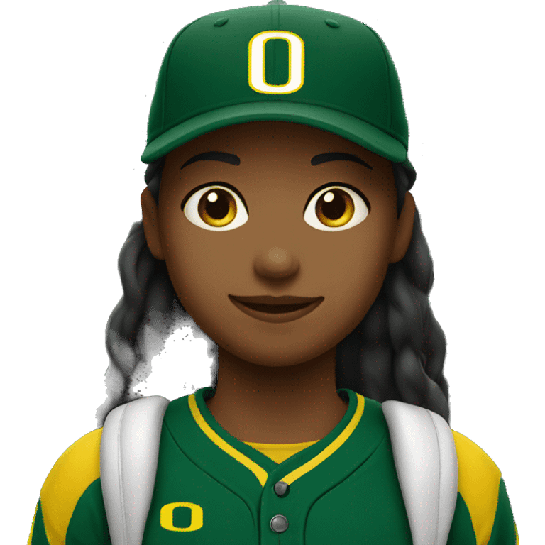 Girl with university of Oregon baseball cap emoji