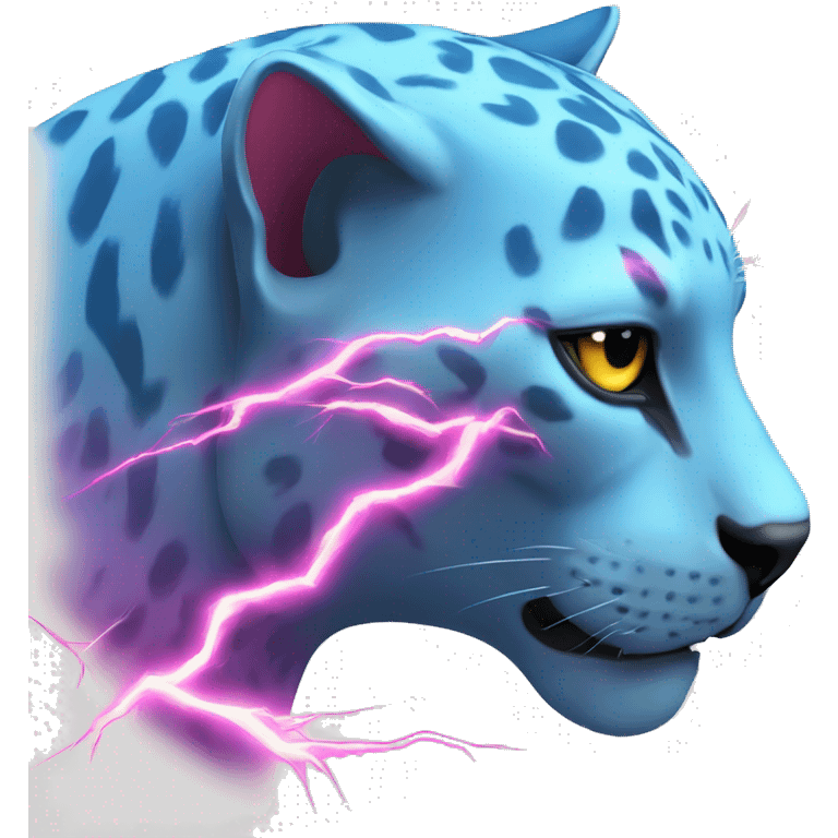 A blue panther head with pink lightning coming out of its eyes side view  emoji