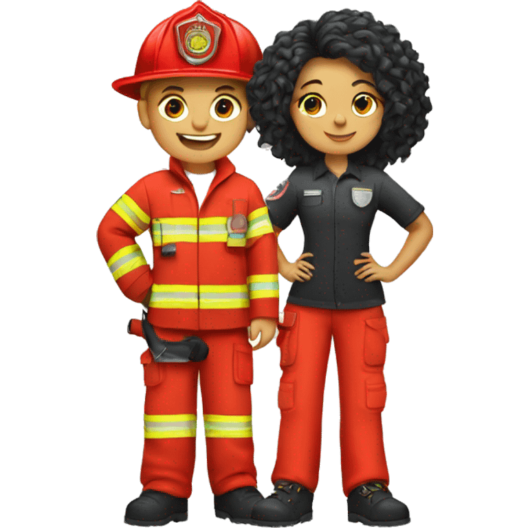 Firefighter boy and hairstylist girl  emoji