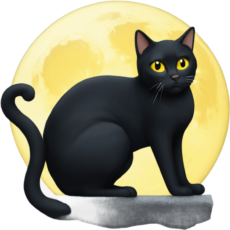 Blackcat with moon yellowcat emoji