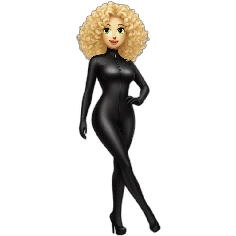 curly-blonde-woman-latex-black-catsuit emoji