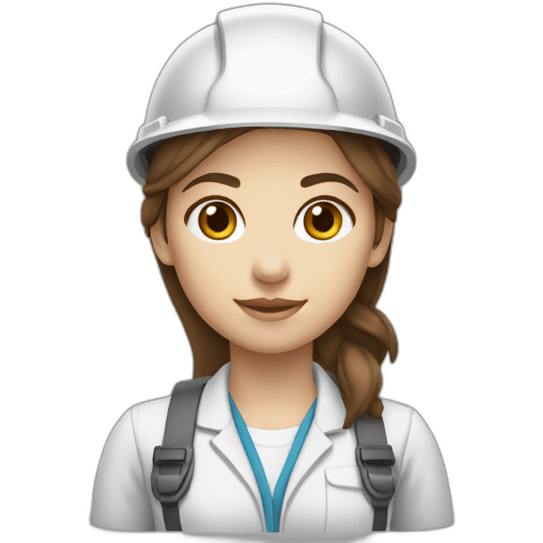 girl engineer white skin no glass brown hair emoji