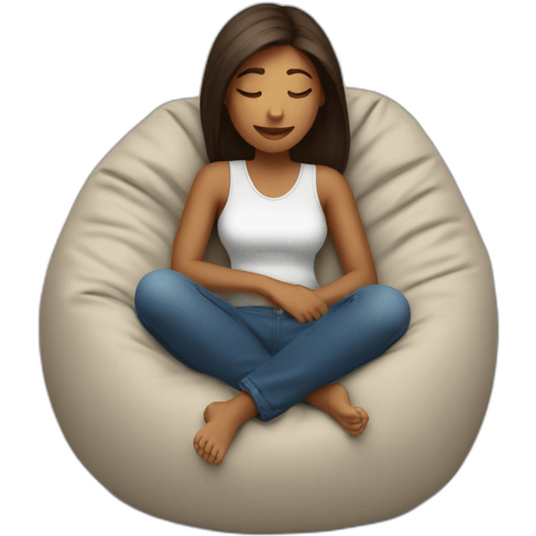 relaxed girl in a bean bag chair resting emoji