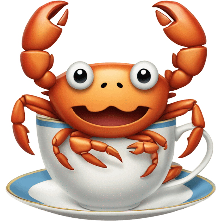 ￼ British crab with a moustache wearing in an Oracle drinking a cup of tea ￼ emoji