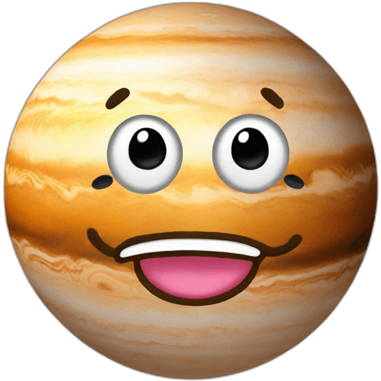 planet jupiter with a kissing face with smiling eyes emoji