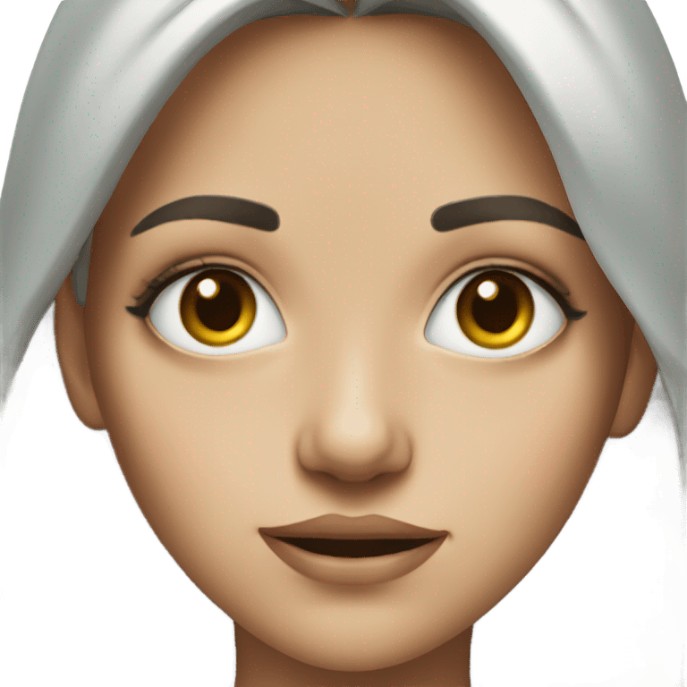 realistic portrait of girl with grey eyes emoji