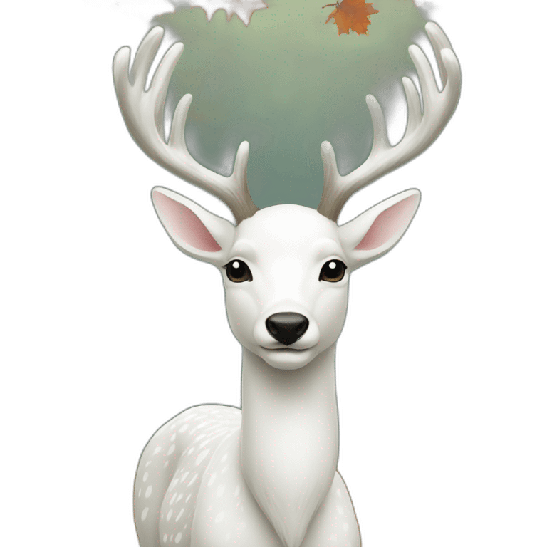 white deer front of the fall emoji