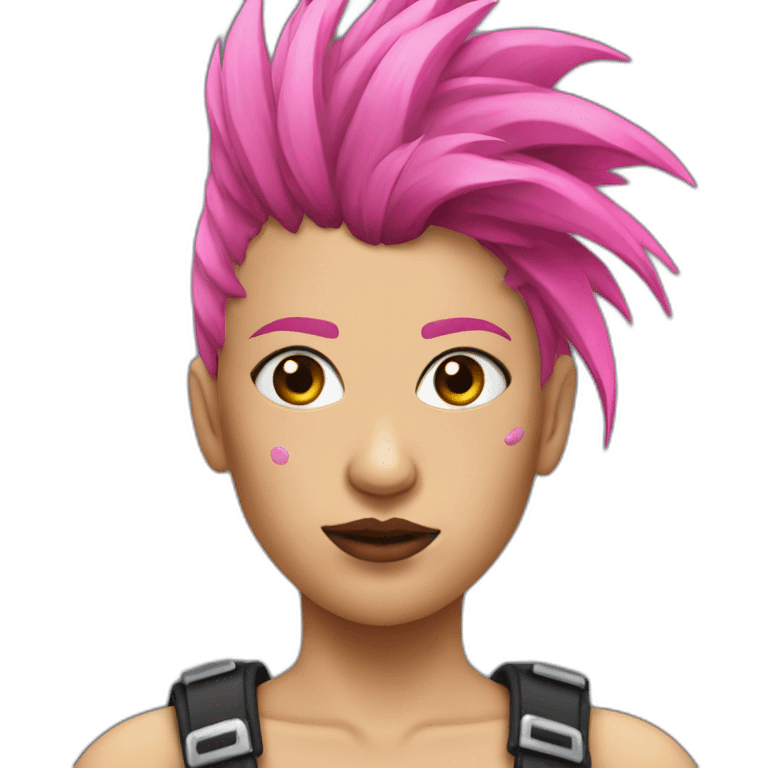 Woman Bruised punk with pink Mohawk emoji