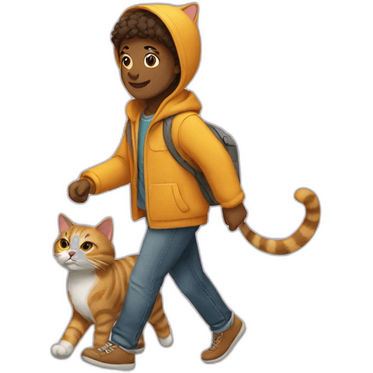 walking with cat emoji