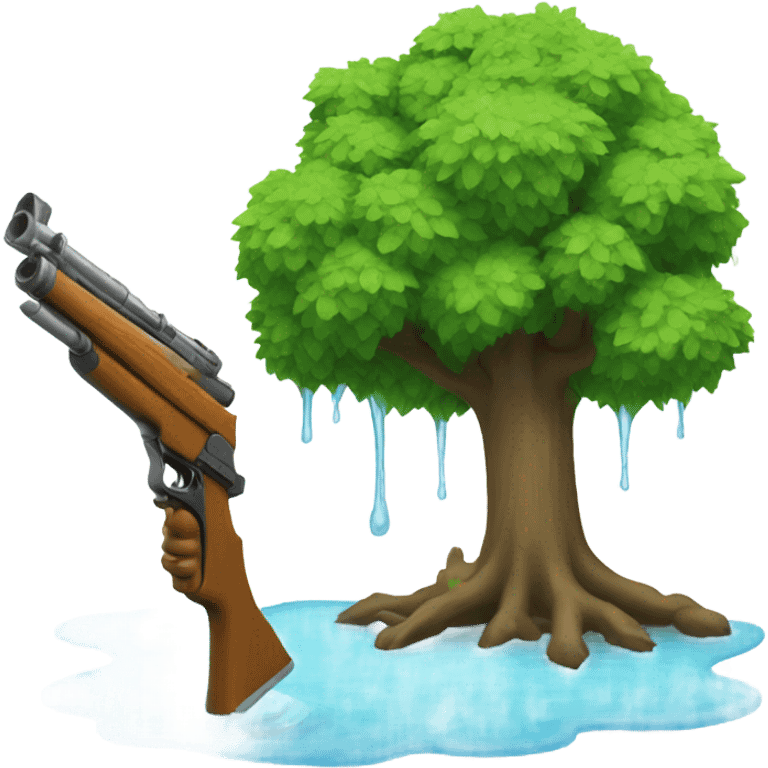 Tree with a water shotgun emoji