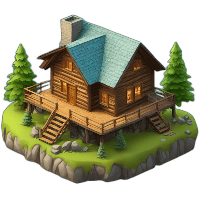 3d-isometric-Mountain-Cabin-mansion emoji