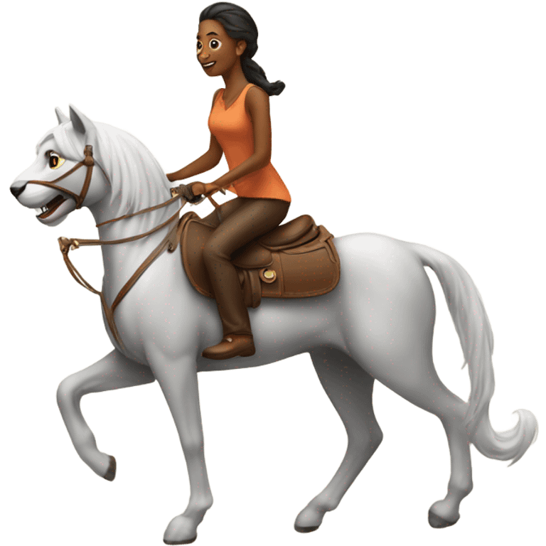 Woman riding majestic cat emoji