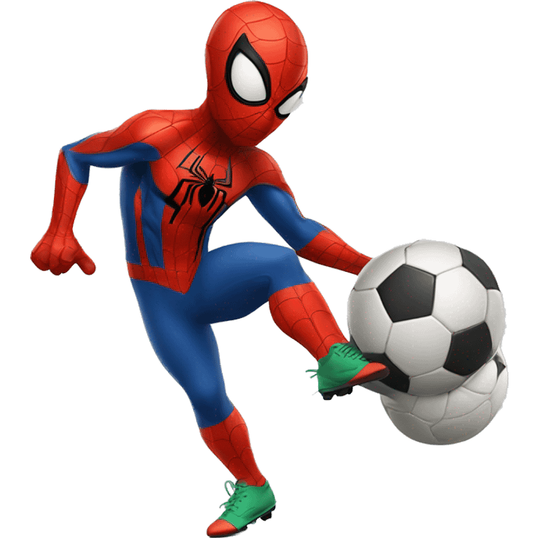 Spider-Man playing soccer emoji