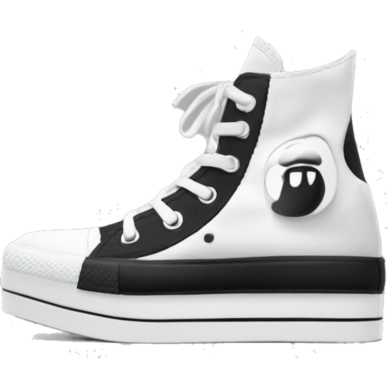 Black and white platform converse platform shoes emoji