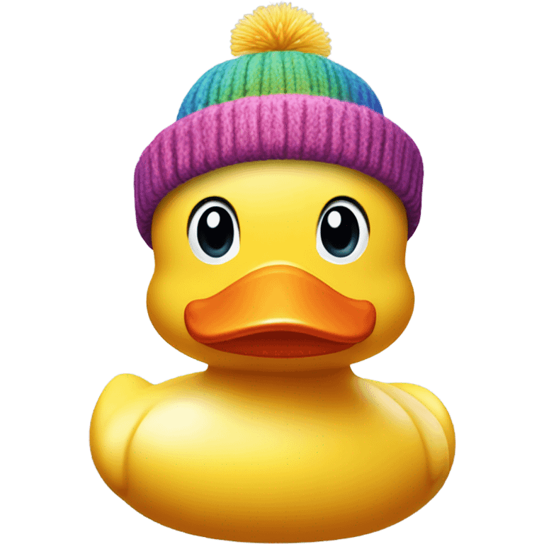 Rubber duck with a woolly hat emoji