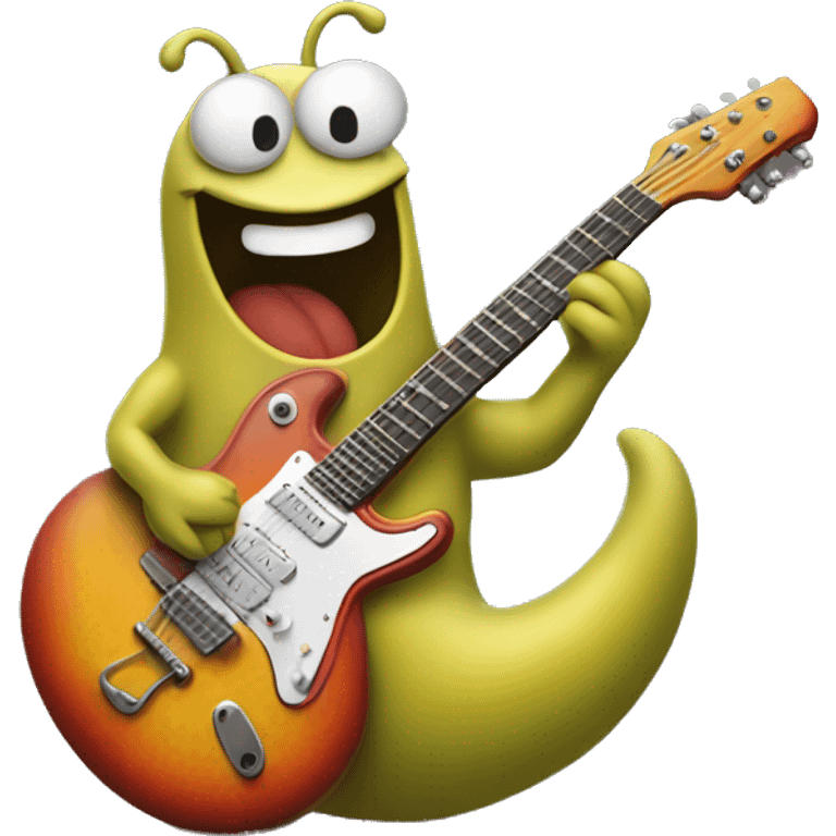 Happy slug playing electric guitar emoji