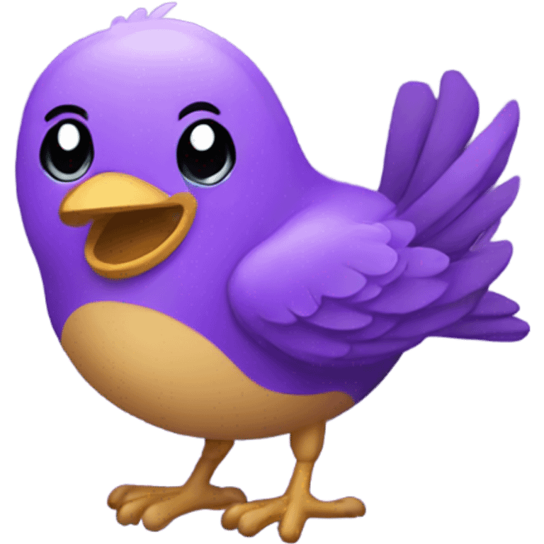 Purple bird with big smile emoji