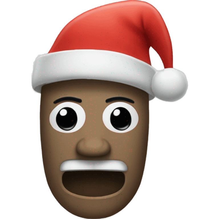 A moai emoji with a Santa hat emoji