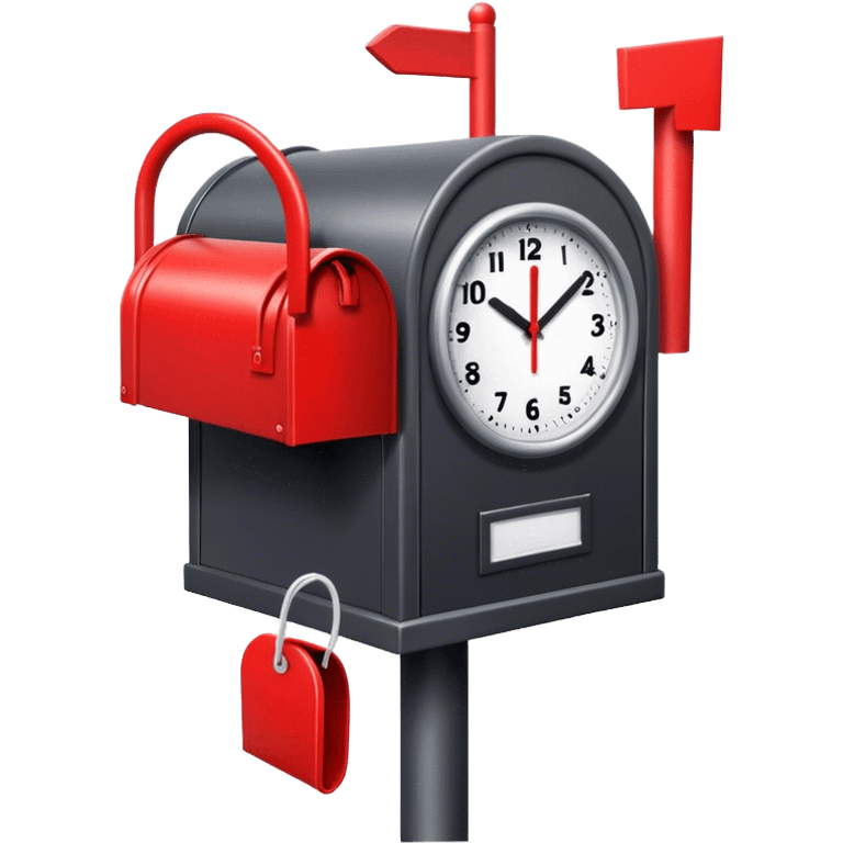 Mailbox filled with red cylindrical objects, wires, and a clock emoji