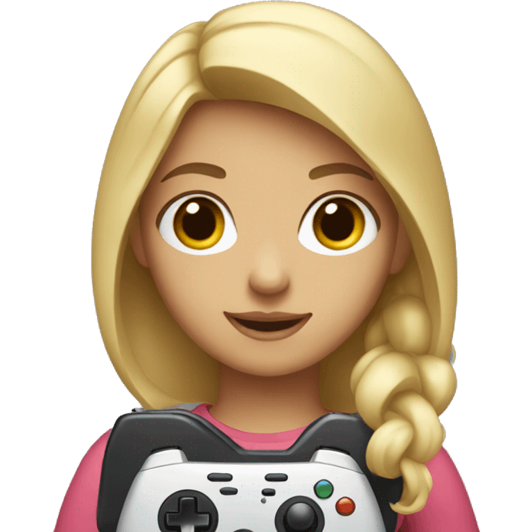 Girl with light hair holding a game controller  emoji