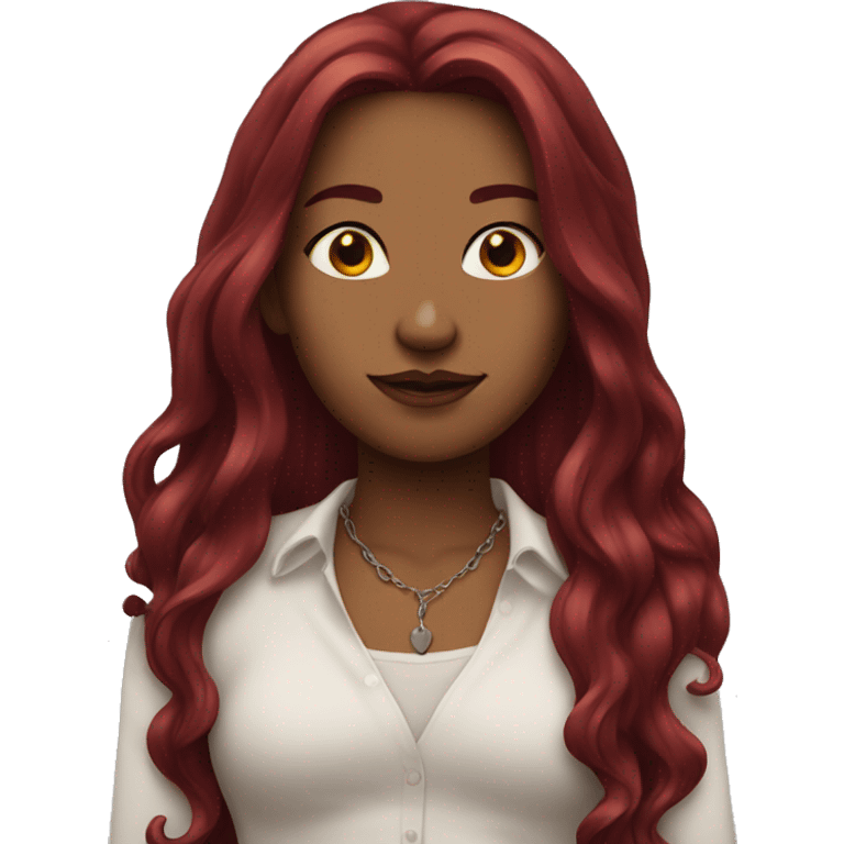 woman with long dark red hair and piercings emoji