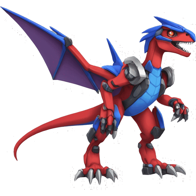  Cool Edgy Red Blue Digimon-Fakemon-Guilmon-Velociraptor-Dragon-Mecha full body emoji