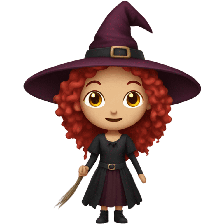 witch girl with red hair and burgundy clothes emoji