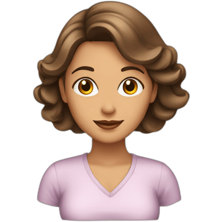 mujer con cabello lasio cafe emoji