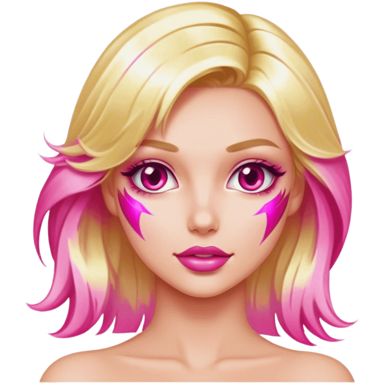 Sexy blonde with bright pink foils emoji